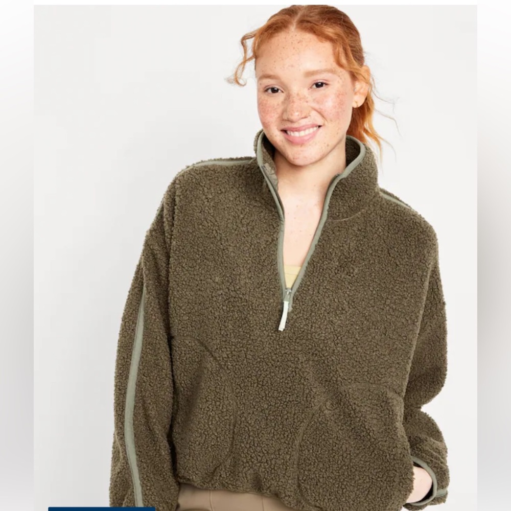 Cropped Sherpa 1/4-Zip Pullover
